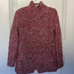 Zara Knit Back Slit Red Heathered Sweater Medium